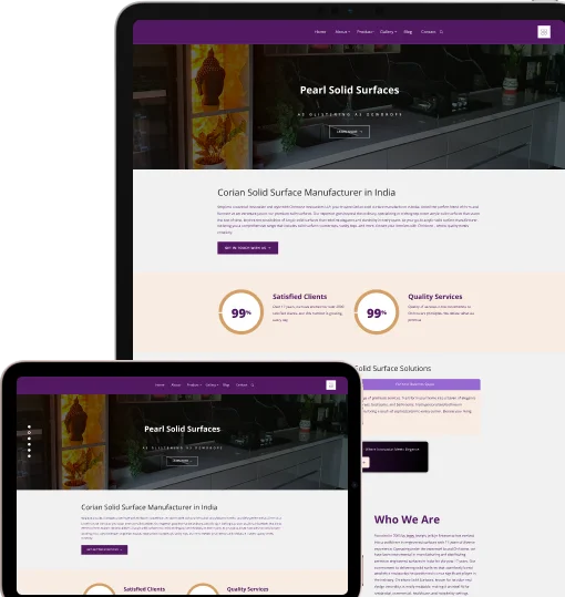 Solid Surface materials website screens