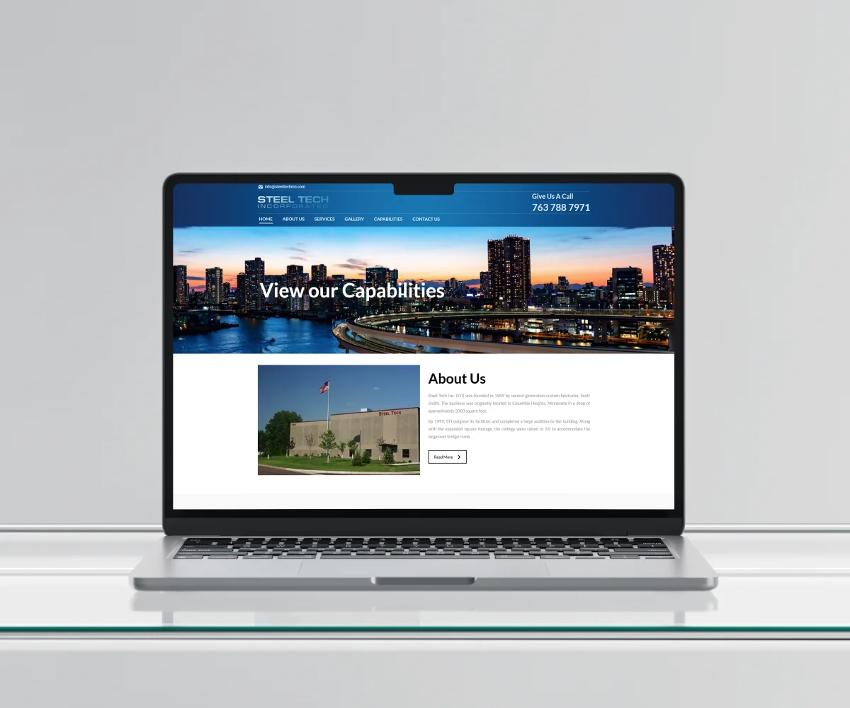 Steel Tech MN website and project gallery screens