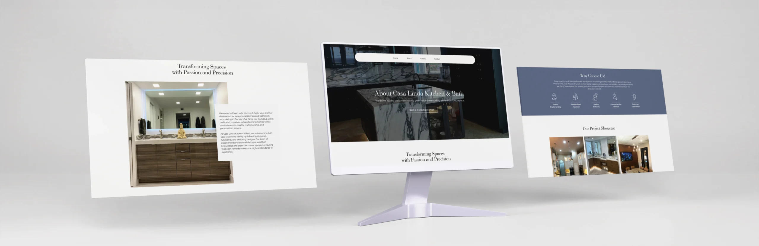 Casa Linda Kitchen and Bath website screens