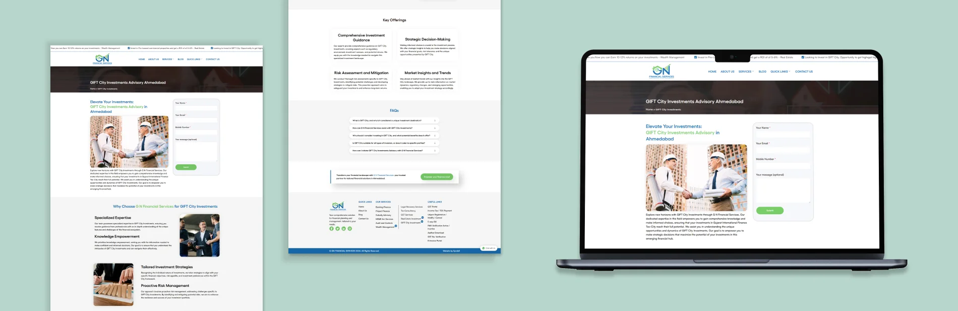 G N Financial Services website screens