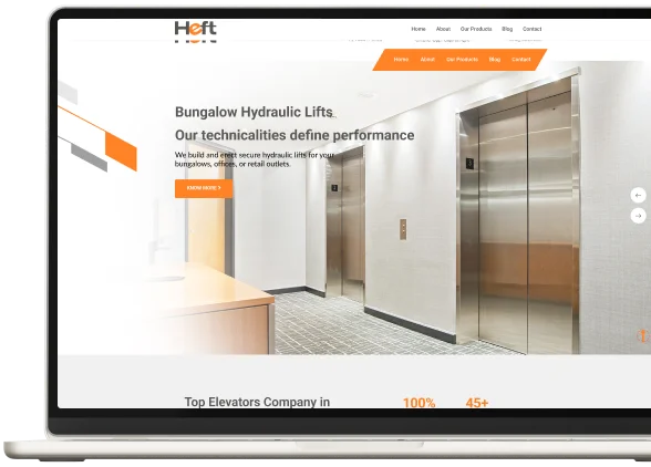 Heft Lifts industrial lifting equipment website screens