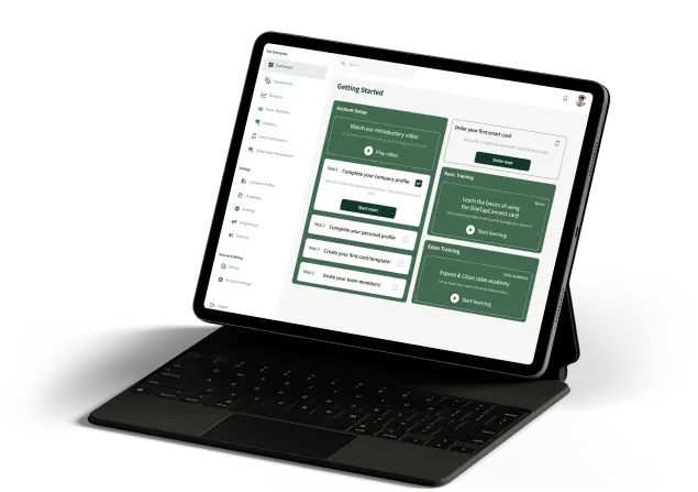 NFC based digital business card web app screens